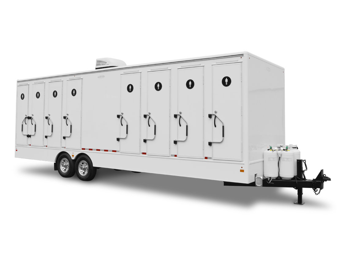 Luxurious Restrooms mobile shower trailer designed for comfort and sanitation at events and construction sites.
