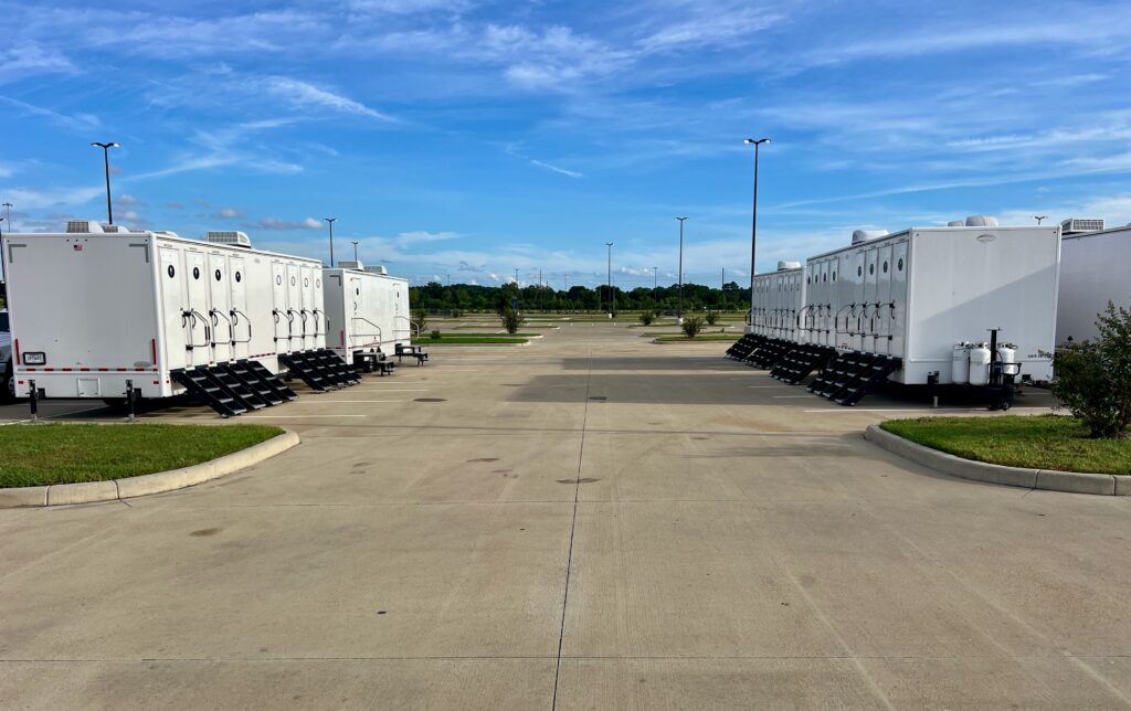 Restroom trailer deployed during disaster relief in Bowling Green KY